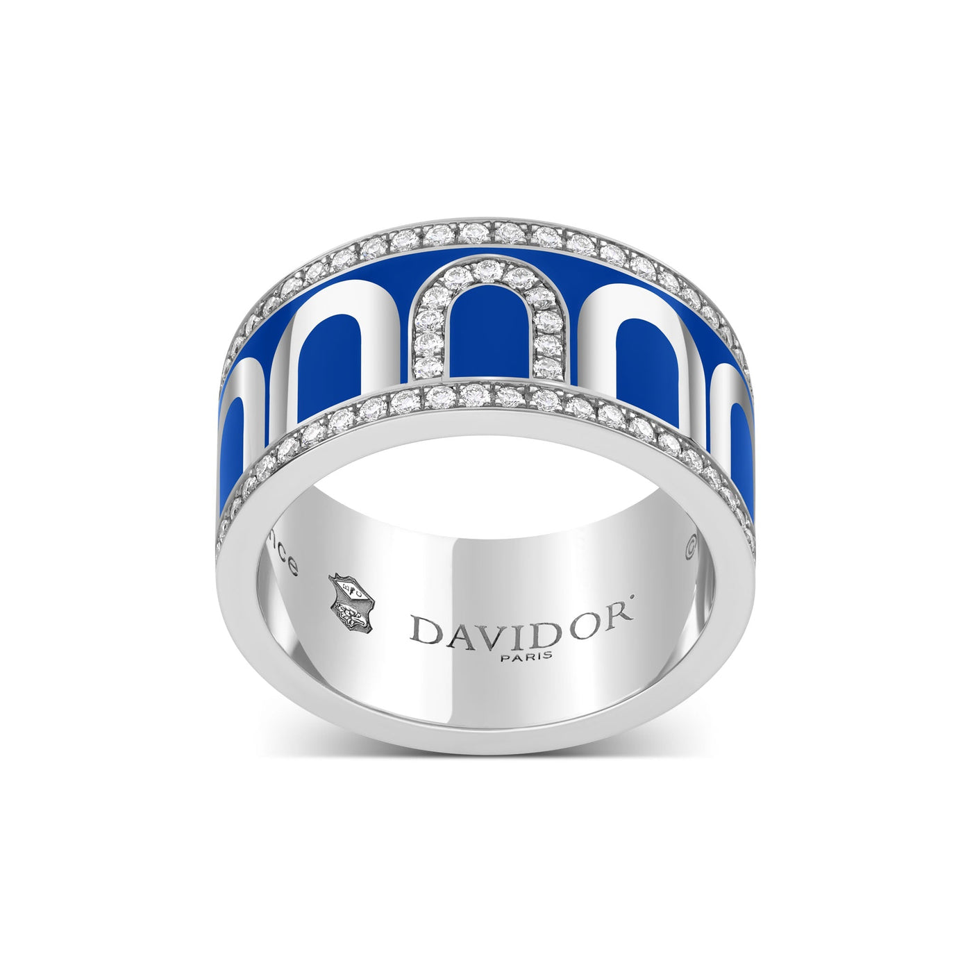 L'Arc de DAVIDOR Ring GM Porta Diamonds, 18k White Gold with Riviera Lacquered Ceramic - DAVIDOR