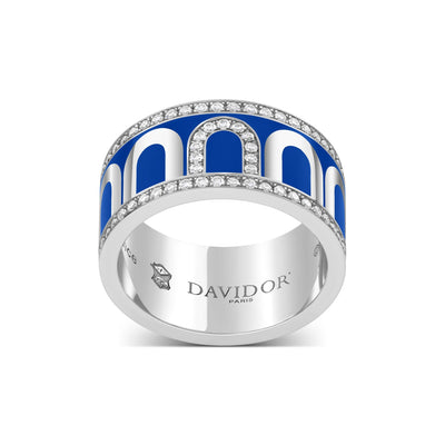 L'Arc de DAVIDOR Ring GM, 18k White Gold with Riviera Lacquered Ceramic and Porta Diamonds - DAVIDOR