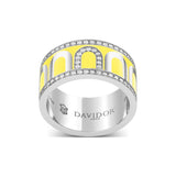 L'Arc de DAVIDOR Ring GM, 18k White Gold with Limoncello Lacquered Ceramic and Porta Diamonds - DAVIDOR