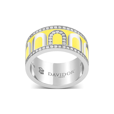 L'Arc de DAVIDOR Ring GM Porta Diamonds, 18k White Gold with Limoncello Lacquered Ceramic - DAVIDOR