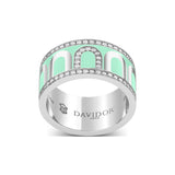 L'Arc de DAVIDOR Ring GM, 18k White Gold with Palm Beach Lacquered Ceramic and Porta Diamonds - DAVIDOR