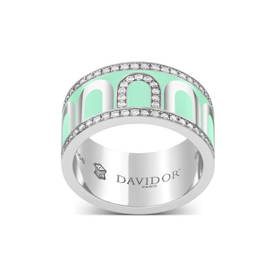 L'Arc de DAVIDOR Ring GM Porta Diamonds, 18k White Gold with Palm Beach Lacquered Ceramic - DAVIDOR