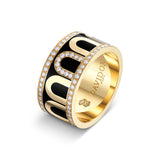 L'Arc de DAVIDOR Ring GM, 18k Yellow Gold with Caviar Lacquered Ceramic and Porta Diamonds - DAVIDOR