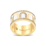 L'Arc de DAVIDOR Ring GM, 18k Yellow Gold with Neige Lacquered Ceramic and Porta Diamonds - DAVIDOR