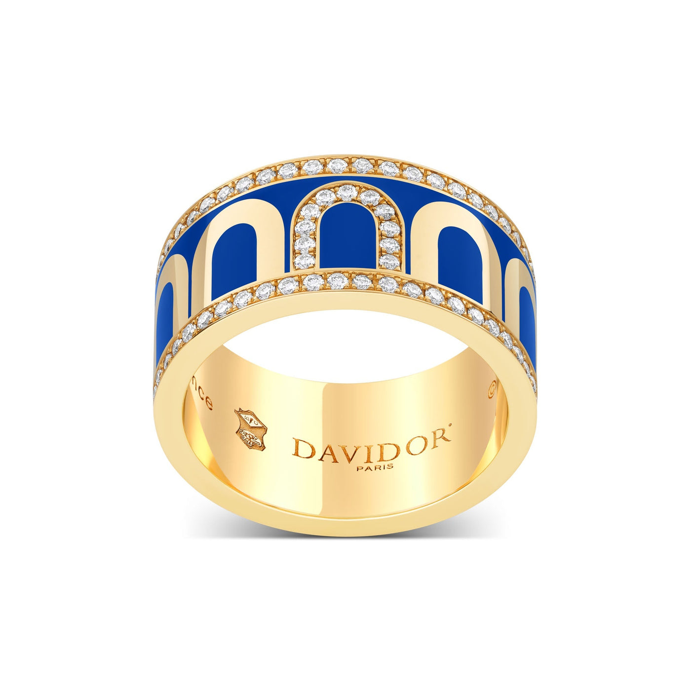 L'Arc de DAVIDOR Ring GM, 18k Yellow Gold with Riviera Lacquered Ceramic and Porta Diamonds - DAVIDOR