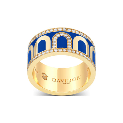 L'Arc de DAVIDOR Ring GM Porta Diamonds, 18k Yellow Gold with Riviera Lacquered Ceramic - DAVIDOR