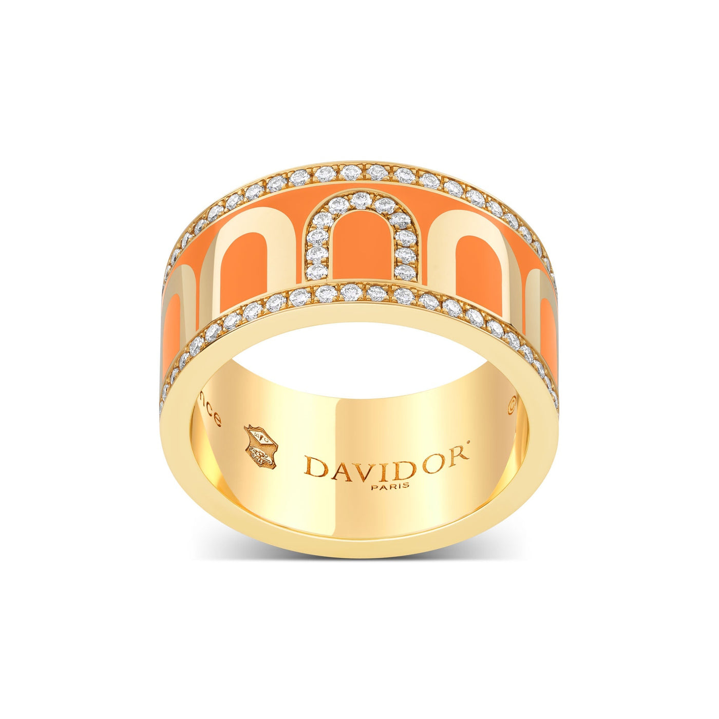 L'Arc de DAVIDOR Ring GM Porta Diamonds, 18k Yellow Gold with Zeste Lacquered Ceramic - DAVIDOR