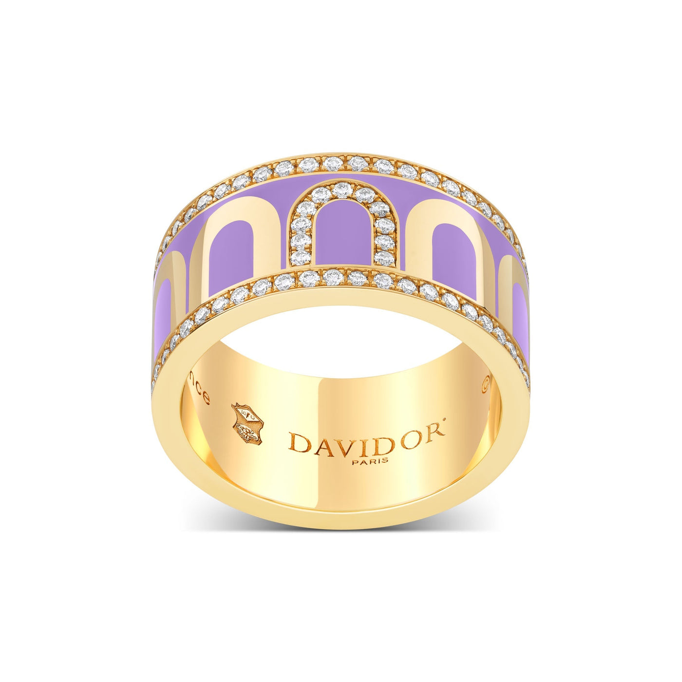 L'Arc de DAVIDOR Ring GM Porta Diamonds, 18k Yellow Gold with Lavande Lacquered Ceramic - DAVIDOR