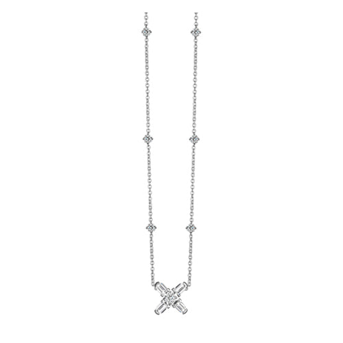 Arch Florale MM Necklace, 18k White Gold with DAVIDOR Arch Cut Diamonds and Brilliant Diamonds