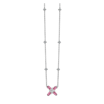 Arch Florale MM Necklace, 18k White Gold with DAVIDOR Arch Cut Pink Tourmalines and Brilliant Diamonds - DAVIDOR