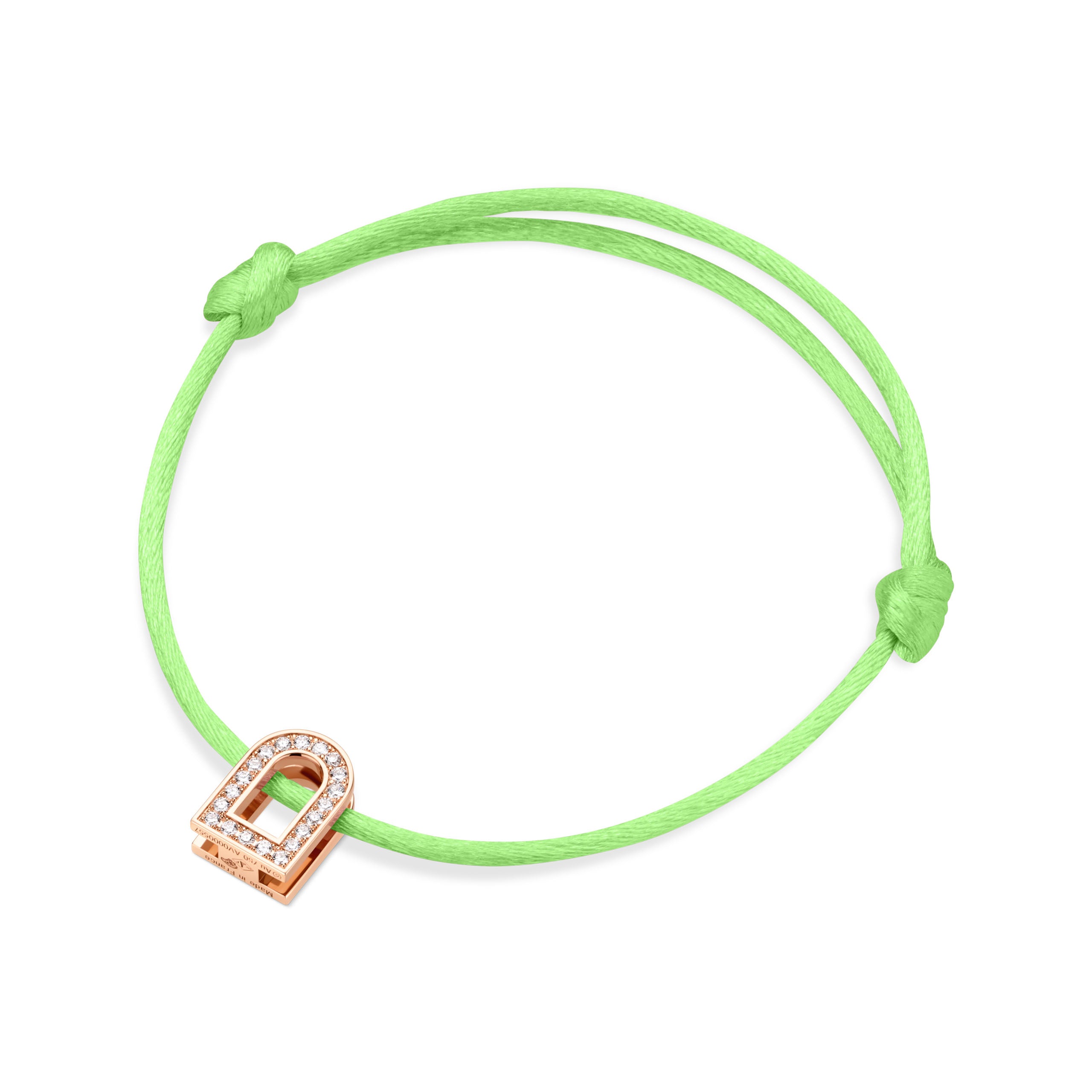 L'Arc Voyage Charm PM, 18k Rose Gold with Galerie Diamonds on Silk Cord Bracelet - DAVIDOR