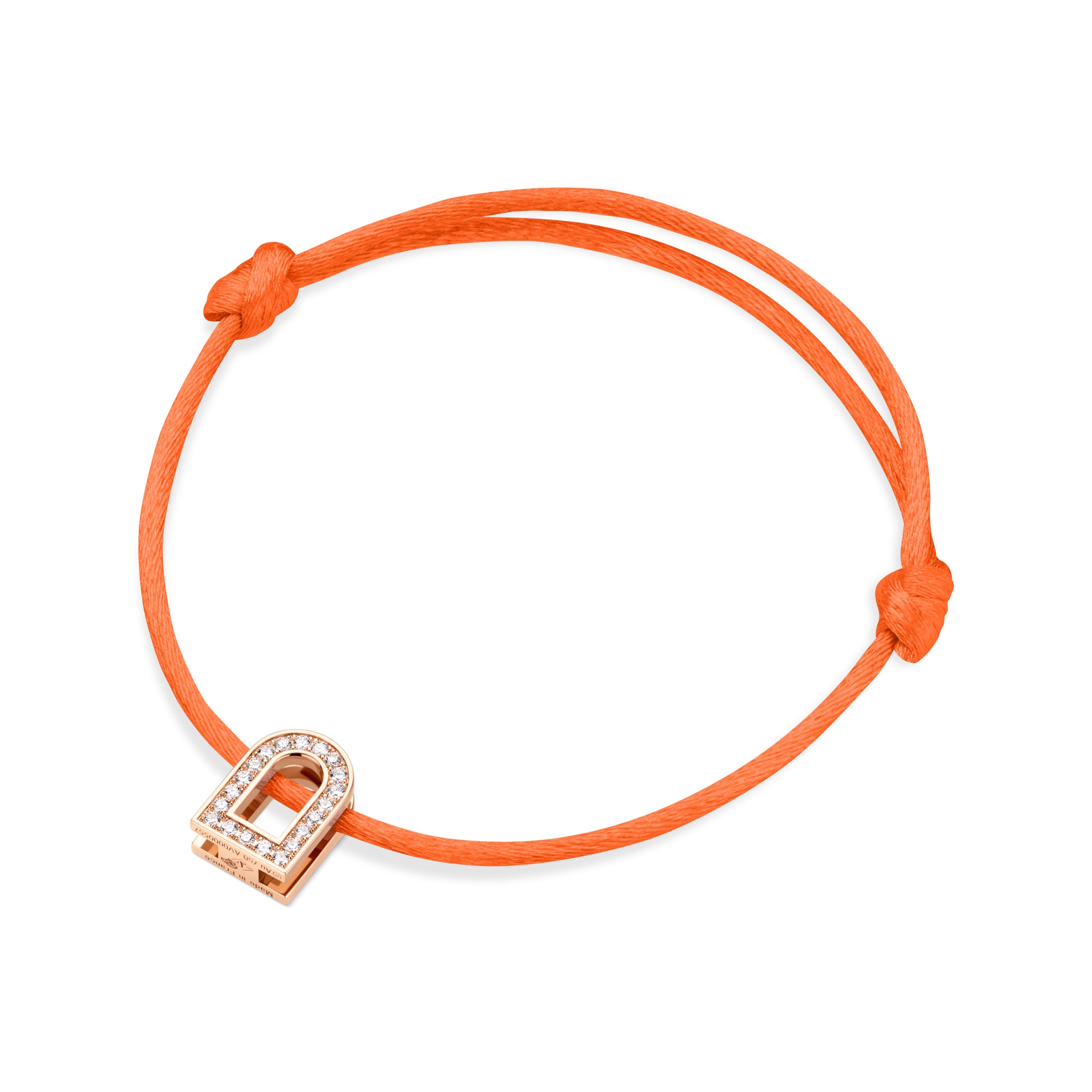 L'Arc Voyage Charm PM, 18k Rose Gold with Galerie Diamonds on Silk Cord Bracelet - DAVIDOR