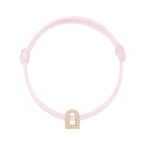 L'Arc Voyage Charm PM, 18k Rose Gold with Galerie Diamonds on Silk Cord Bracelet - DAVIDOR