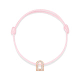 L'Arc Voyage Charm PM, 18k Rose Gold with Galerie Diamonds on Silk Cord Bracelet - DAVIDOR