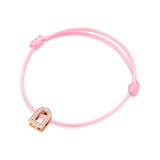 L'Arc Voyage Charm PM, 18k Rose Gold with Galerie Diamonds on Silk Cord Bracelet - DAVIDOR