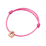 L'Arc Voyage Charm PM, 18k Rose Gold with Galerie Diamonds on Silk Cord Bracelet - DAVIDOR