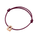 L'Arc Voyage Charm PM, 18k Rose Gold with Galerie Diamonds on Silk Cord Bracelet - DAVIDOR