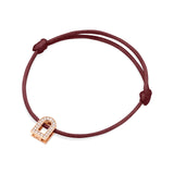 L'Arc Voyage Charm PM, 18k Rose Gold with Galerie Diamonds on Silk Cord Bracelet - DAVIDOR