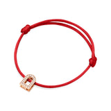 L'Arc Voyage Charm PM, 18k Rose Gold with Galerie Diamonds on Silk Cord Bracelet - DAVIDOR