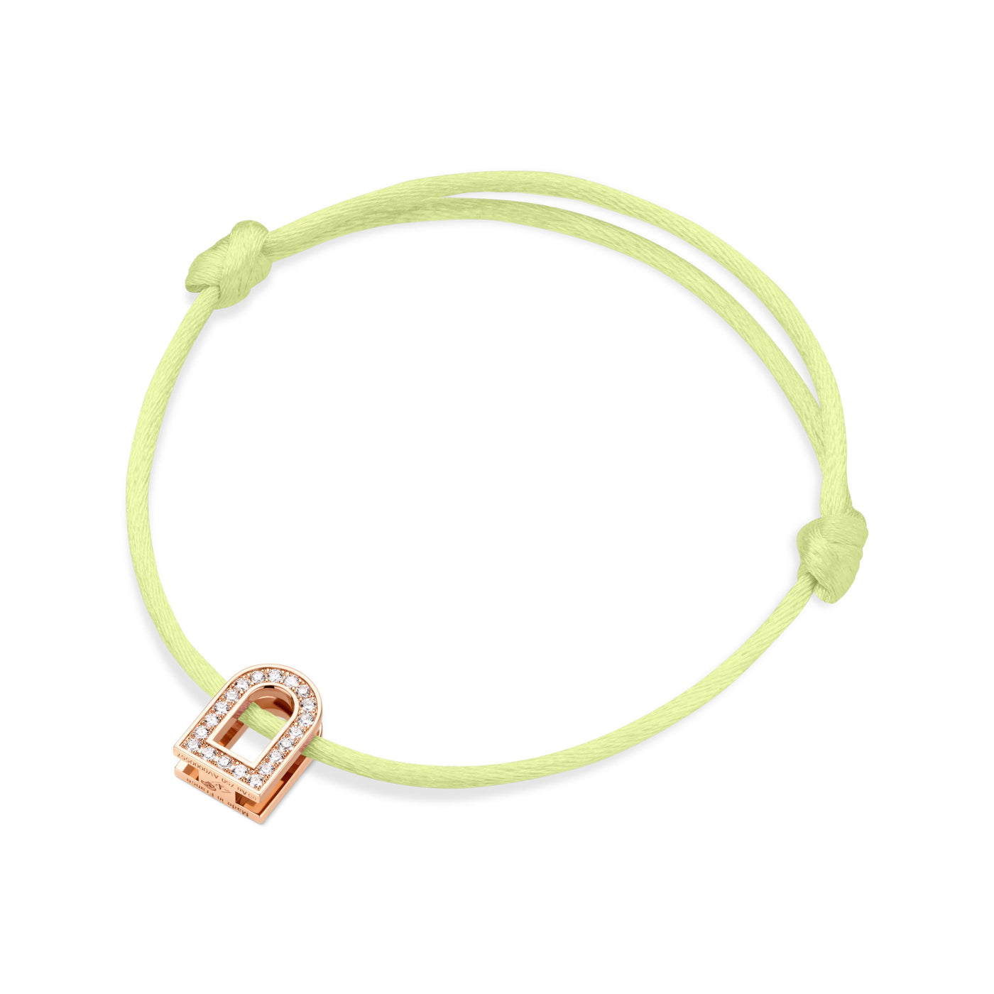 L'Arc Voyage Charm PM Silk Cord Bracelet, 18k Rose Gold with Galerie Diamonds - DAVIDOR