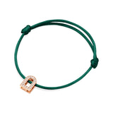 L'Arc Voyage Charm PM, 18k Rose Gold with Galerie Diamonds on Silk Cord Bracelet - DAVIDOR