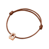 L'Arc Voyage Charm PM, 18k Rose Gold with Galerie Diamonds on Silk Cord Bracelet - DAVIDOR