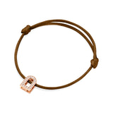 L'Arc Voyage Charm PM, 18k Rose Gold with Galerie Diamonds on Silk Cord Bracelet - DAVIDOR