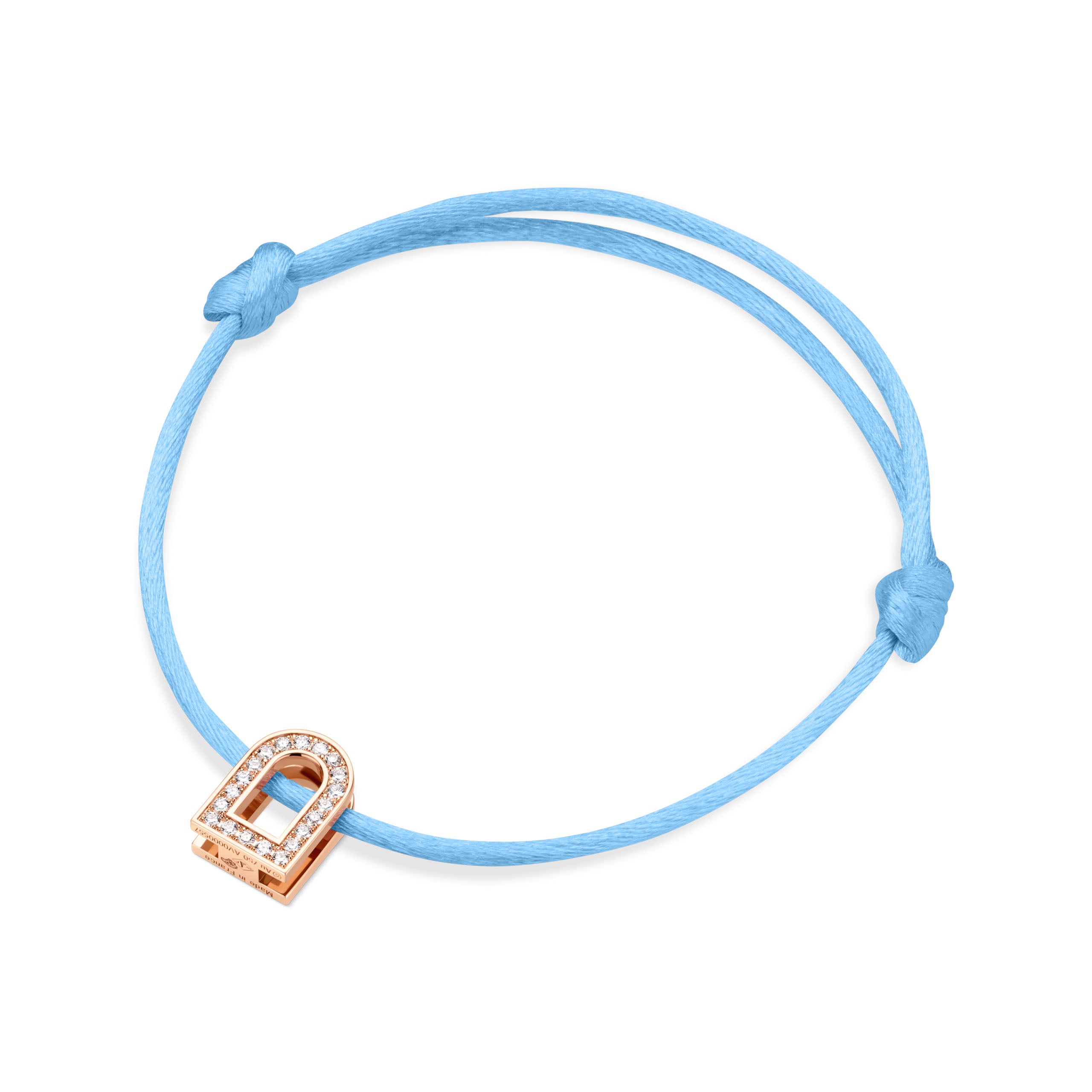 L'Arc Voyage Charm PM, 18k Rose Gold with Galerie Diamonds on Silk Cord Bracelet - DAVIDOR