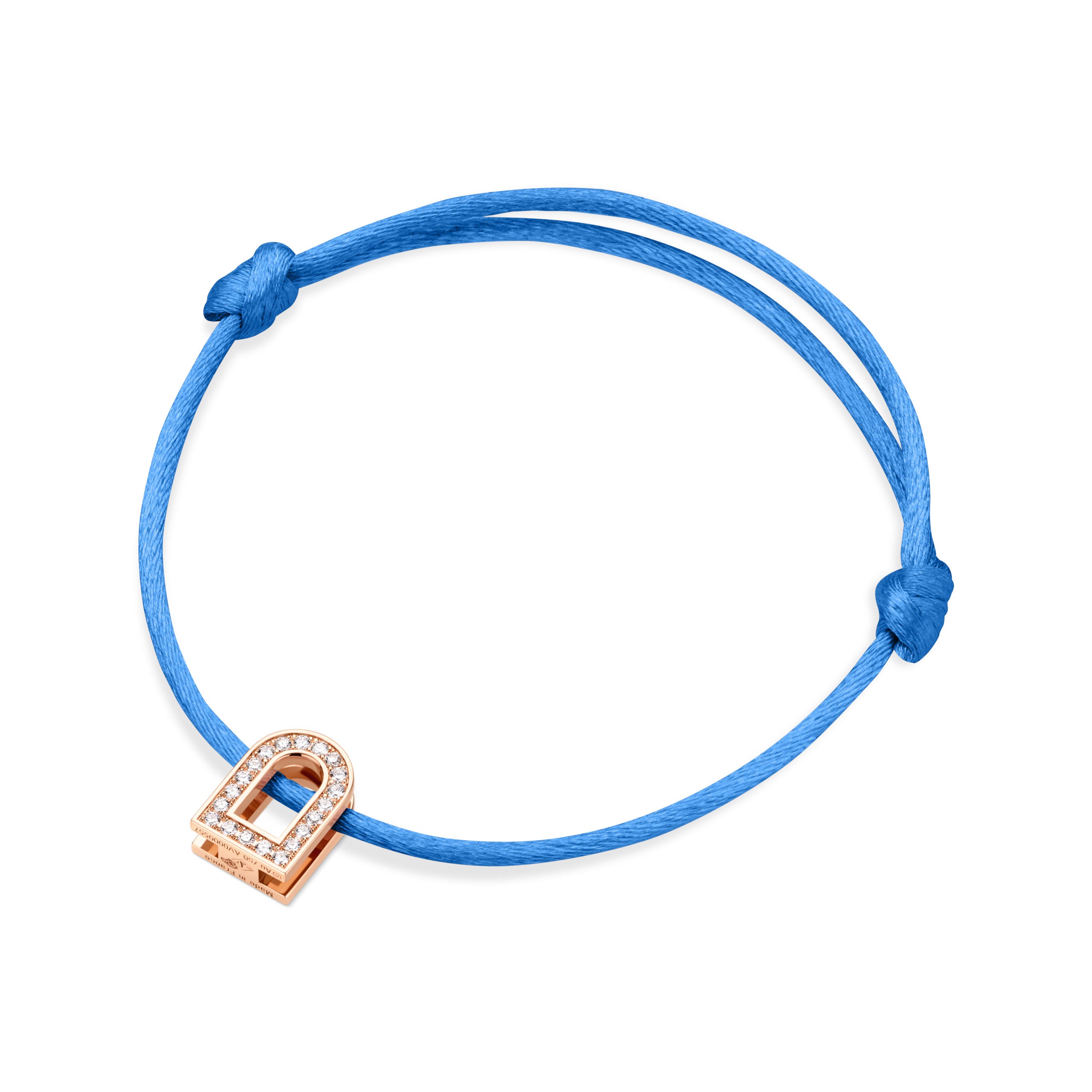 L'Arc Voyage Charm PM, 18k Rose Gold with Galerie Diamonds on Silk Cord Bracelet - DAVIDOR