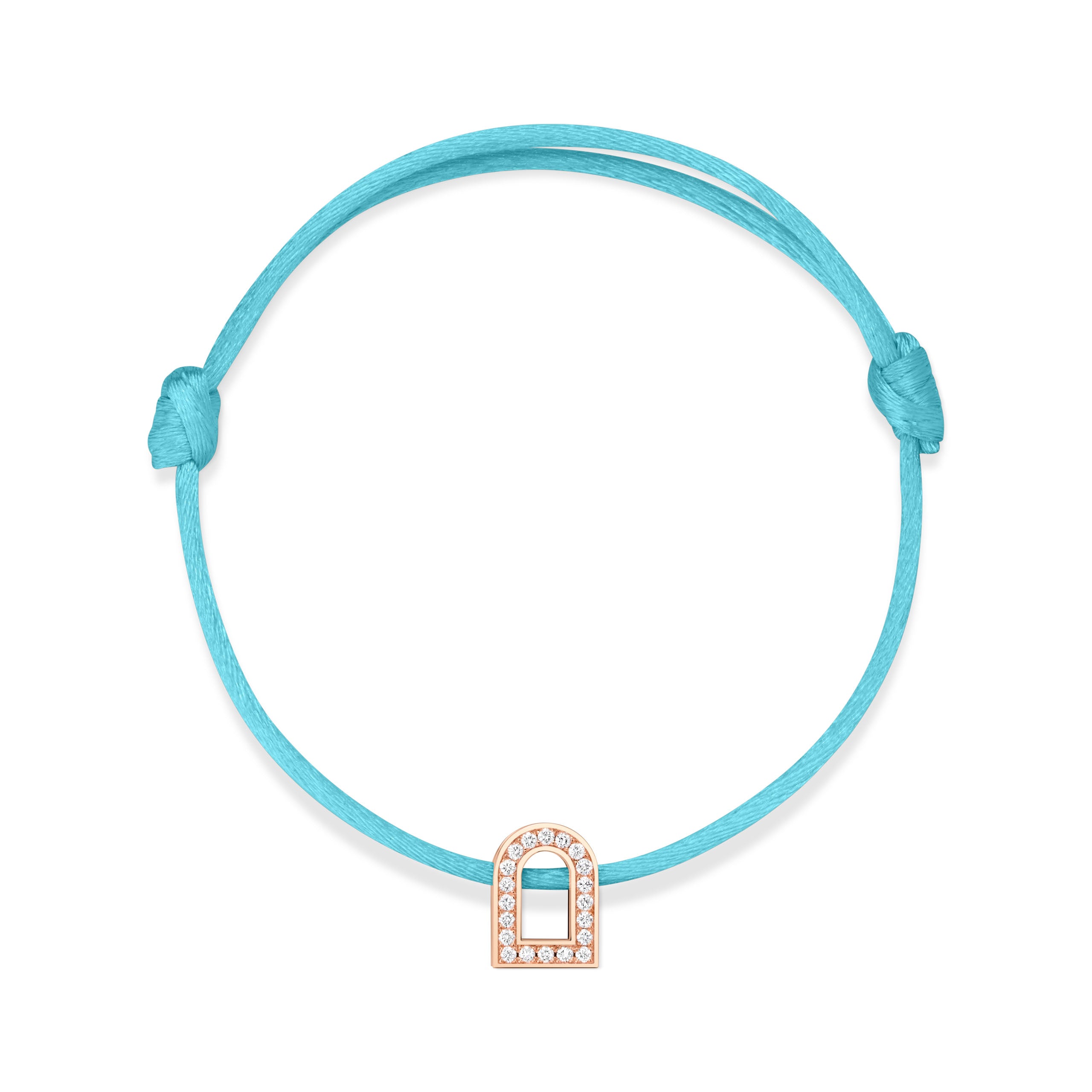 L'Arc Voyage Charm PM, 18k Rose Gold with Galerie Diamonds on Silk Cord Bracelet - DAVIDOR