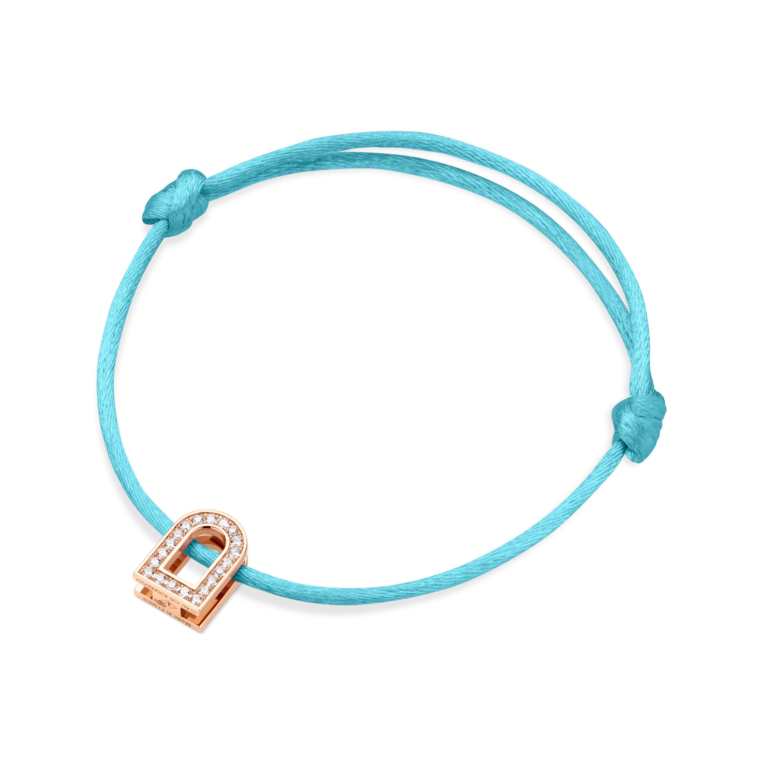 L'Arc Voyage Charm PM, 18k Rose Gold with Galerie Diamonds on Silk Cord Bracelet - DAVIDOR