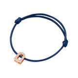 L'Arc Voyage Charm PM, 18k Rose Gold with Galerie Diamonds on Silk Cord Bracelet - DAVIDOR