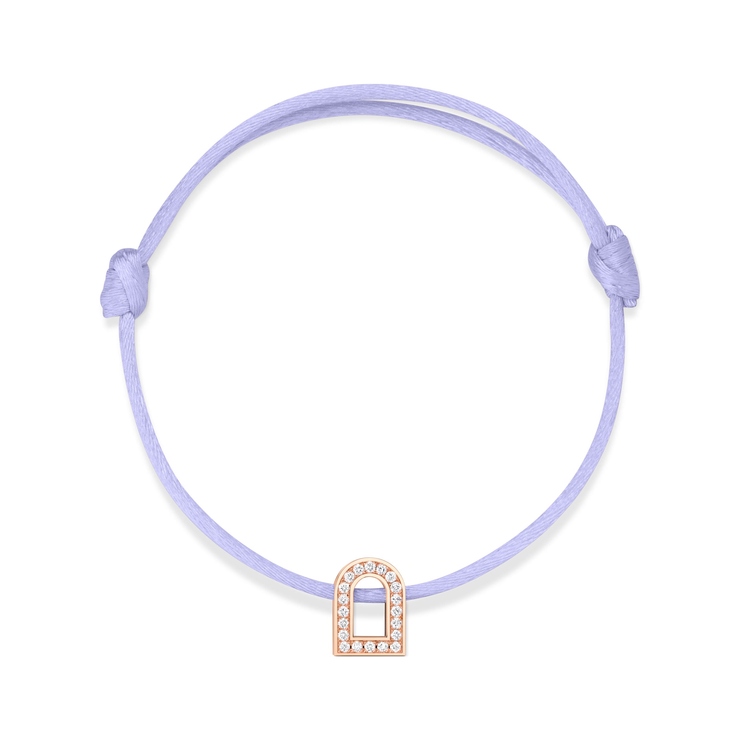 L'Arc Voyage Charm PM, 18k Rose Gold with Galerie Diamonds on Silk Cord Bracelet - DAVIDOR