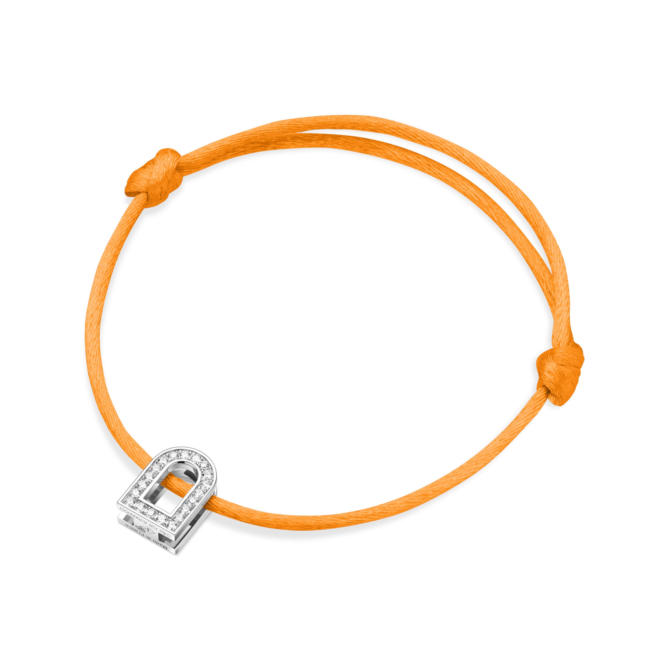 L'Arc Voyage Charm PM, 18k White Gold with Galerie Diamonds on Silk Cord Bracelet - DAVIDOR