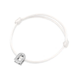 L'Arc Voyage Charm PM, 18k White Gold with Galerie Diamonds on Silk Cord Bracelet - DAVIDOR