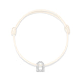 L'Arc Voyage Charm PM, 18k White Gold with Galerie Diamonds on Silk Cord Bracelet - DAVIDOR