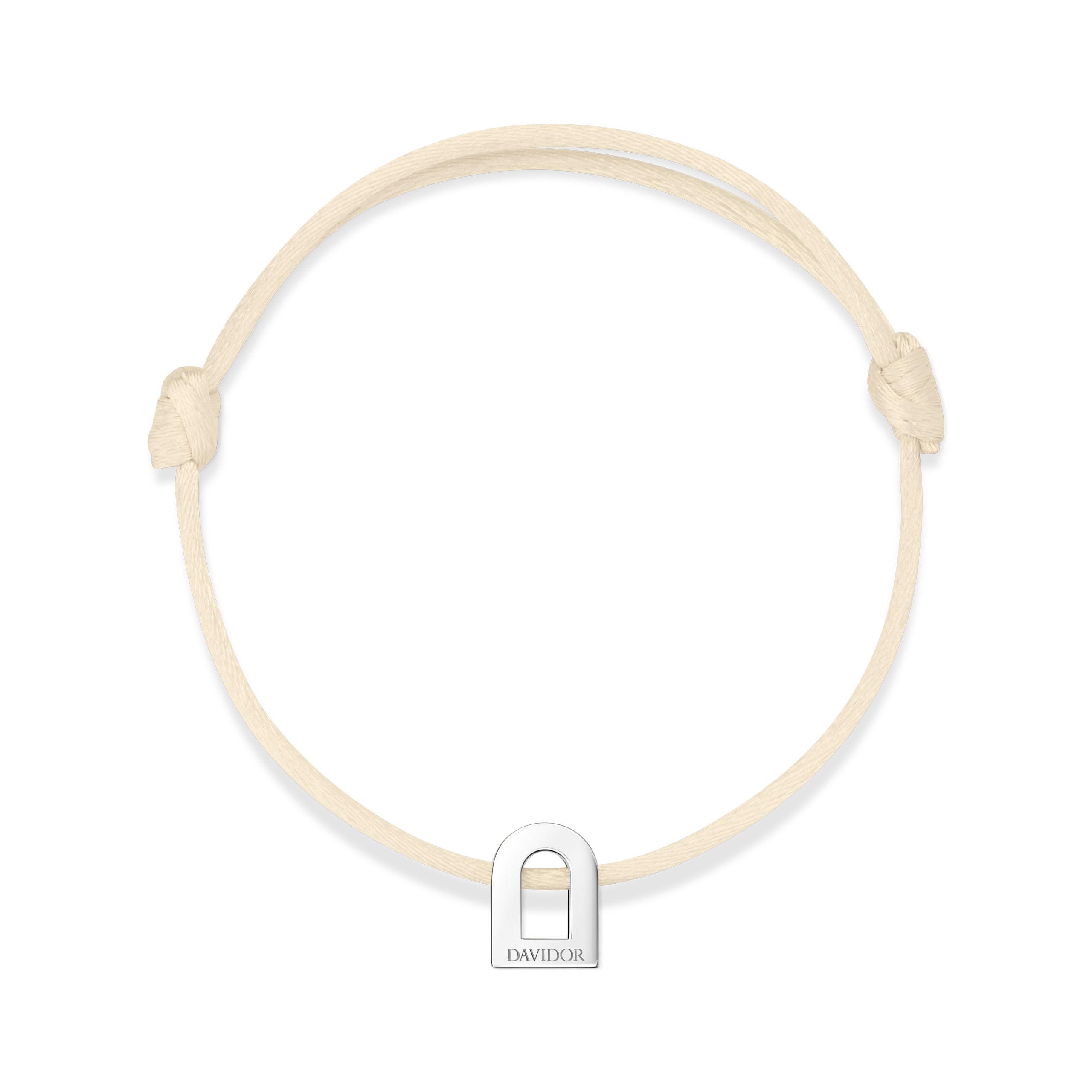 L'Arc Voyage Charm PM 18k White Gold Silk Cord Bracelet - DAVIDOR