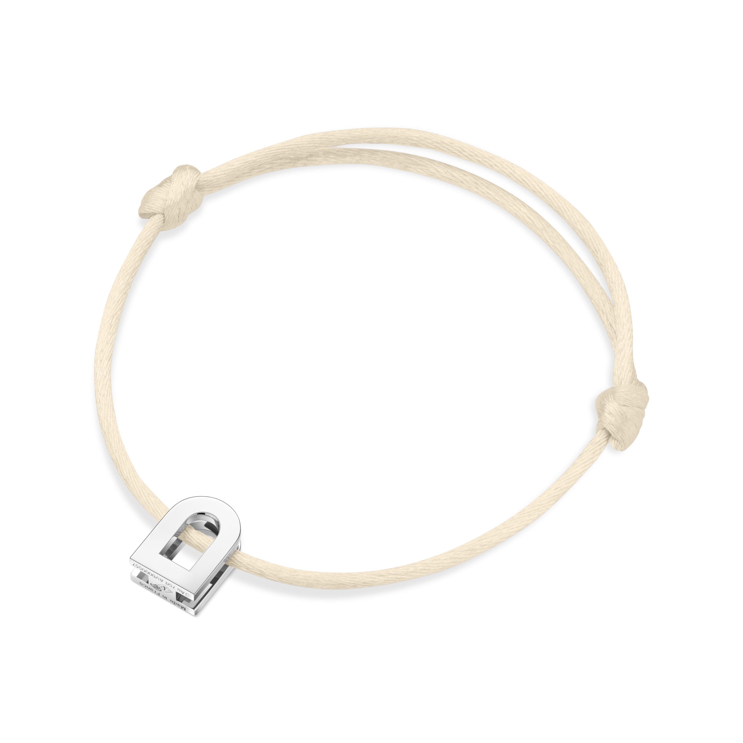 L'Arc Voyage Charm PM 18k White Gold Silk Cord Bracelet - DAVIDOR