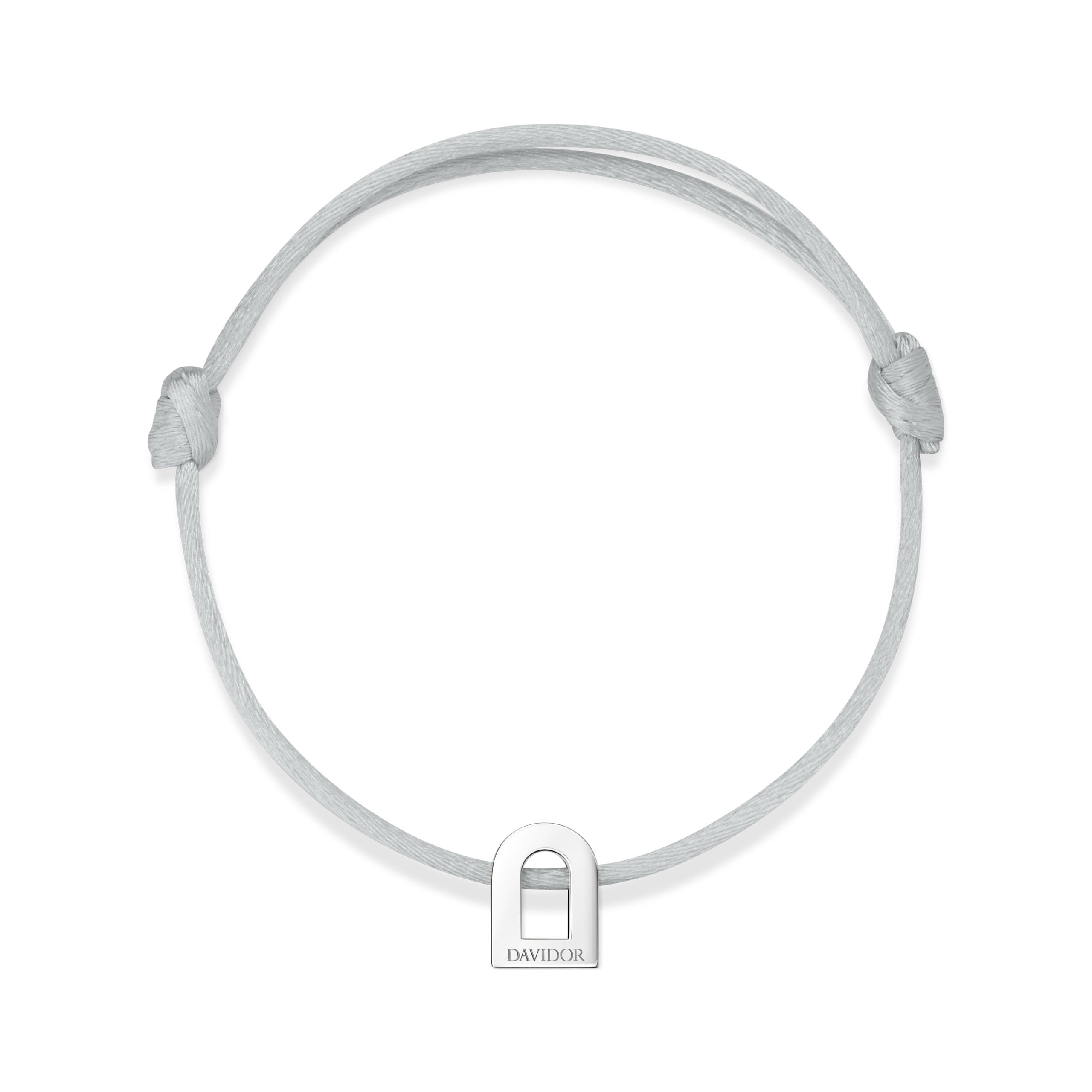 L'Arc Voyage Charm PM 18k White Gold Silk Cord Bracelet - DAVIDOR