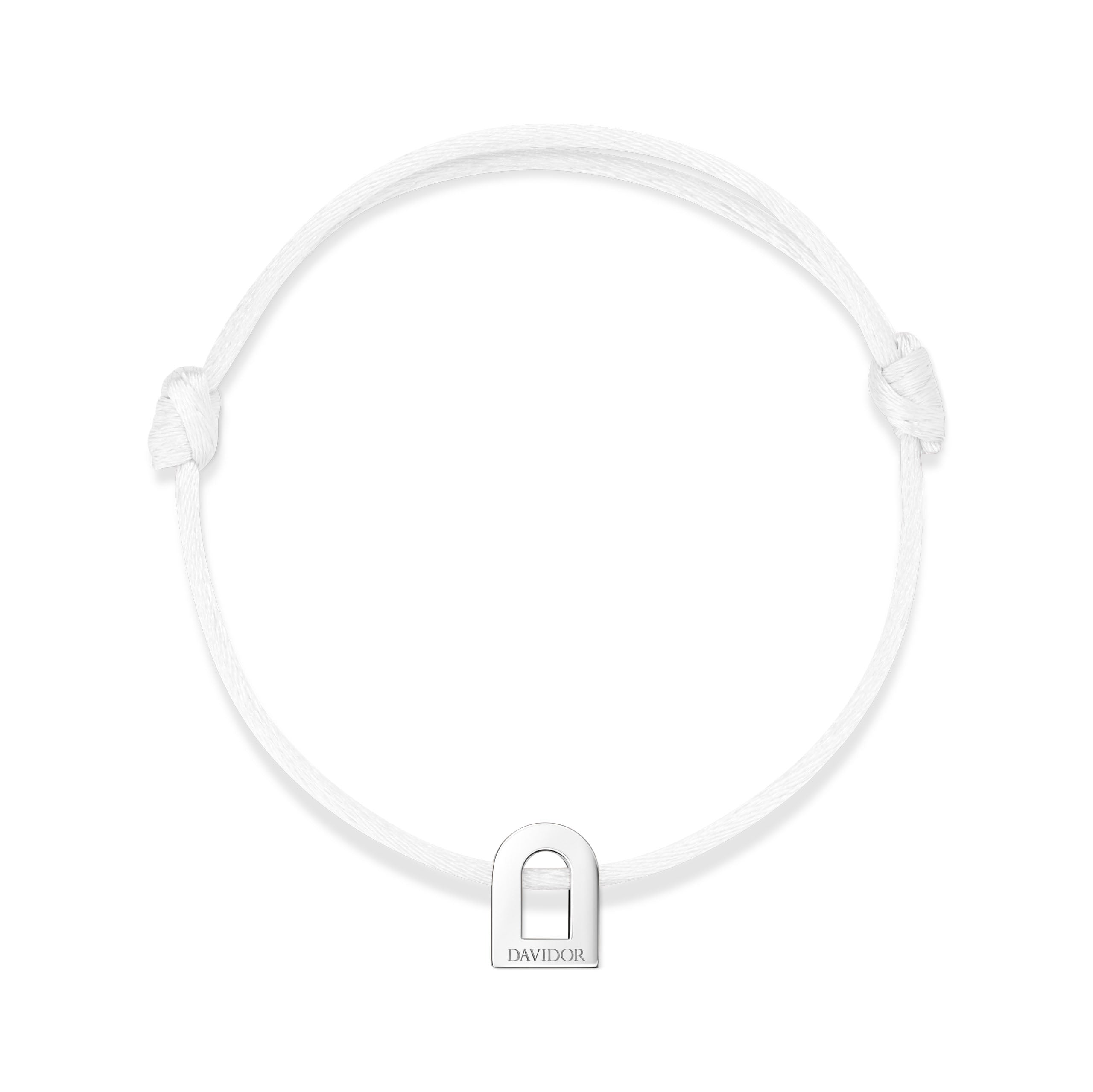 L'Arc Voyage Charm PM 18k White Gold Silk Cord Bracelet - DAVIDOR