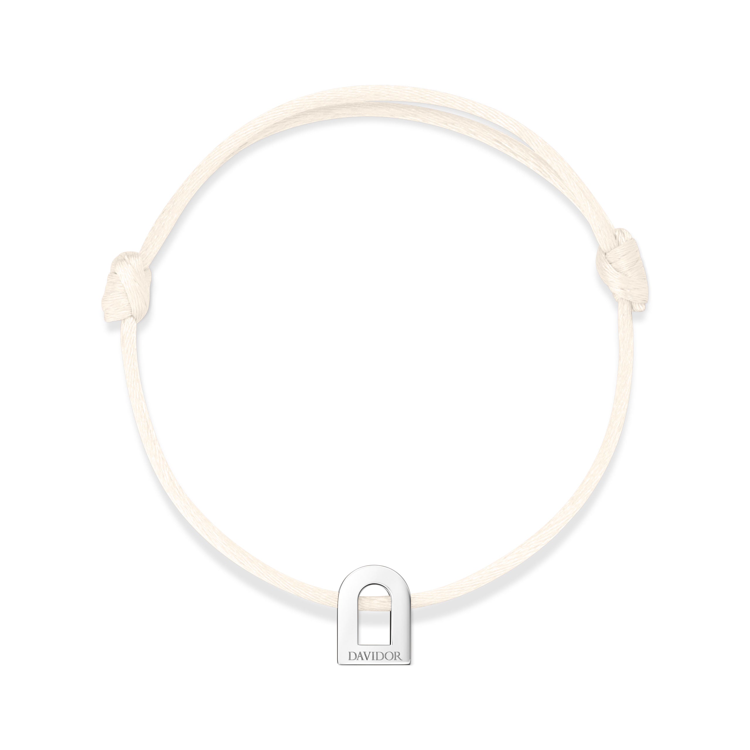 L'Arc Voyage Charm PM 18k White Gold Silk Cord Bracelet - DAVIDOR