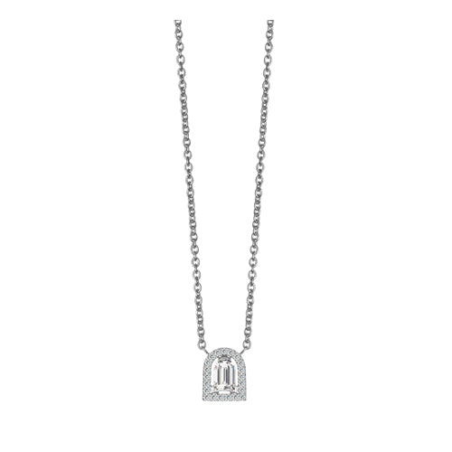 Diamant Sculptural Pendant Necklace, 18k White Gold with DAVIDOR Arch Cut Diamond and Brilliant Diamonds - DAVIDOR