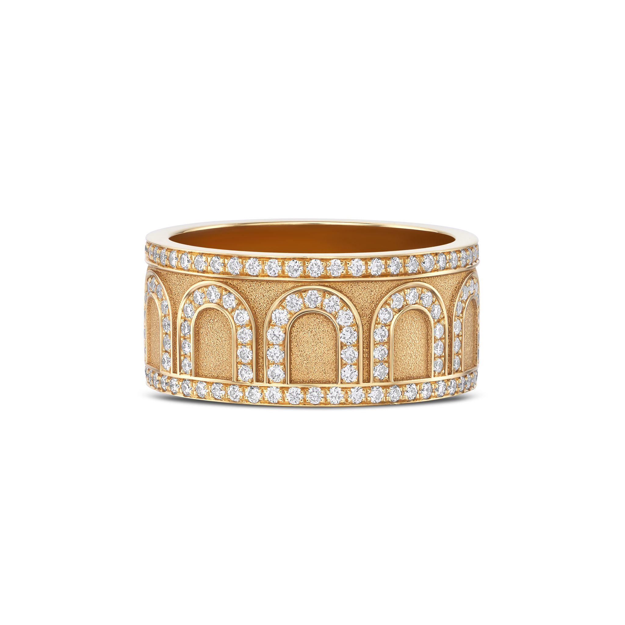 L'Arc de DAVIDOR Ring GM, 18k Yellow Gold with Satin Finish and Palais Diamonds - DAVIDOR