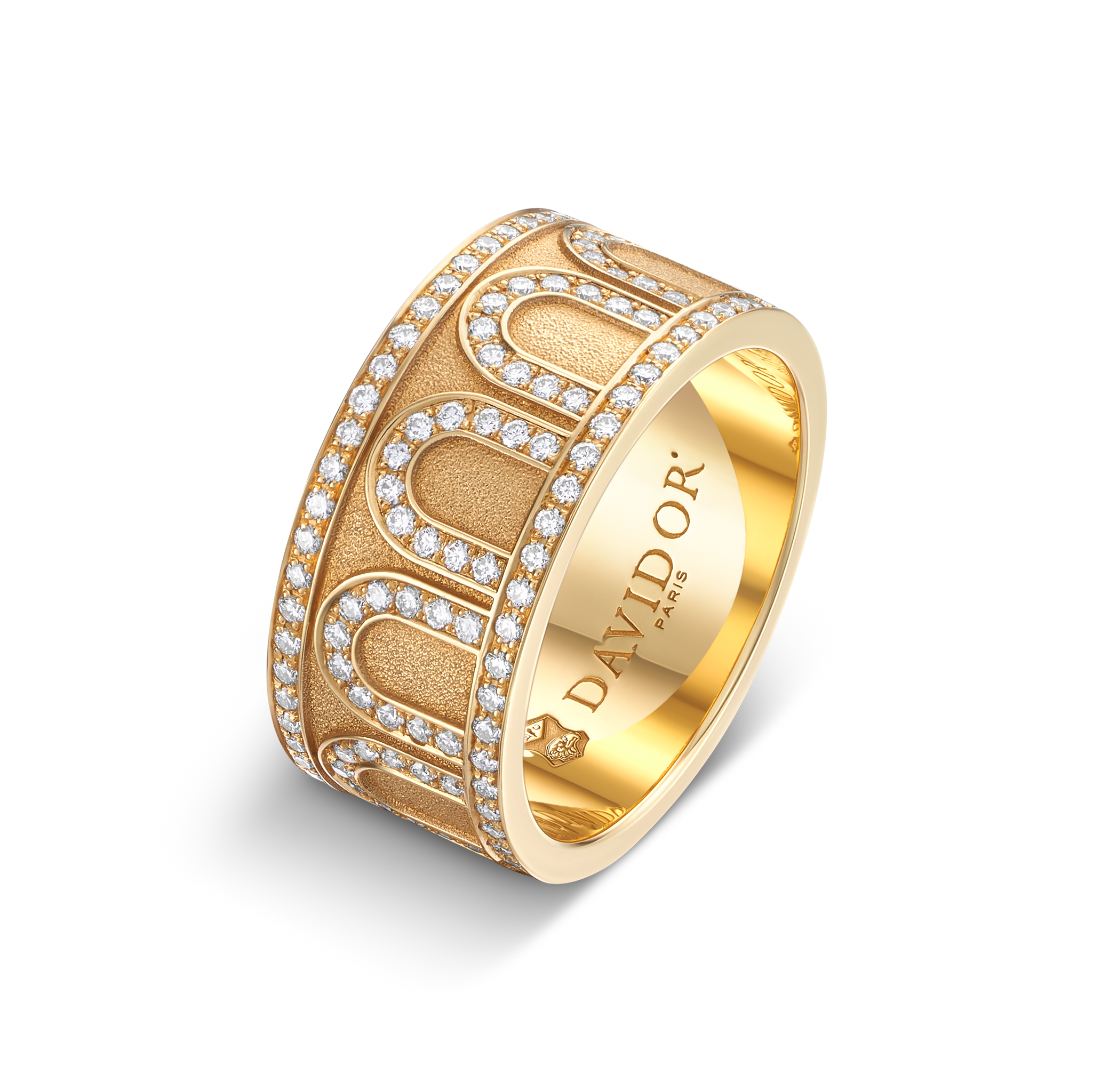 L'Arc de DAVIDOR Ring GM, 18k Yellow Gold with Satin Finish and Palais Diamonds - DAVIDOR