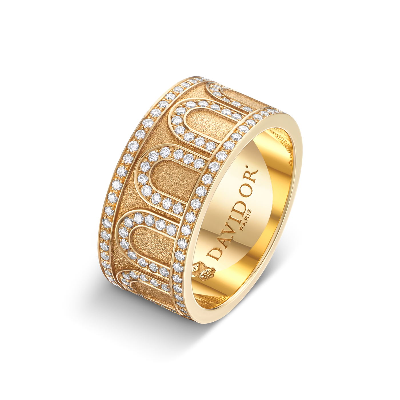 L'Arc de DAVIDOR Ring GM, 18k Yellow Gold with Satin Finish and Palais Diamonds - DAVIDOR