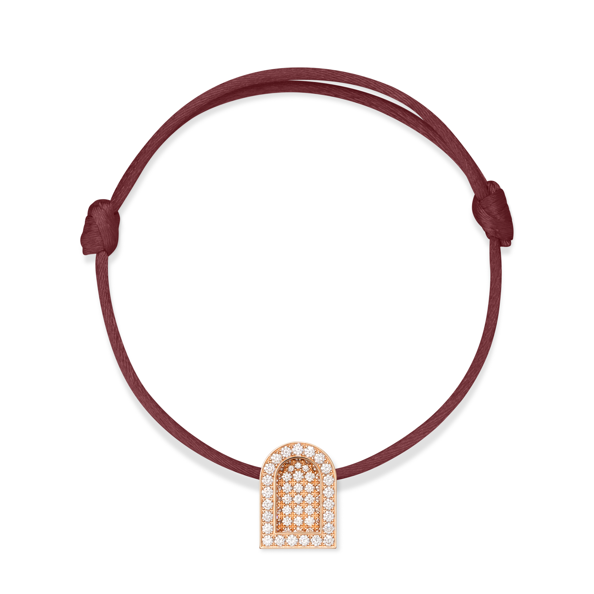 L'Arc Voyage Charm GM, 18k Rose Gold with Colisée Diamonds on Silk Cord - DAVIDOR