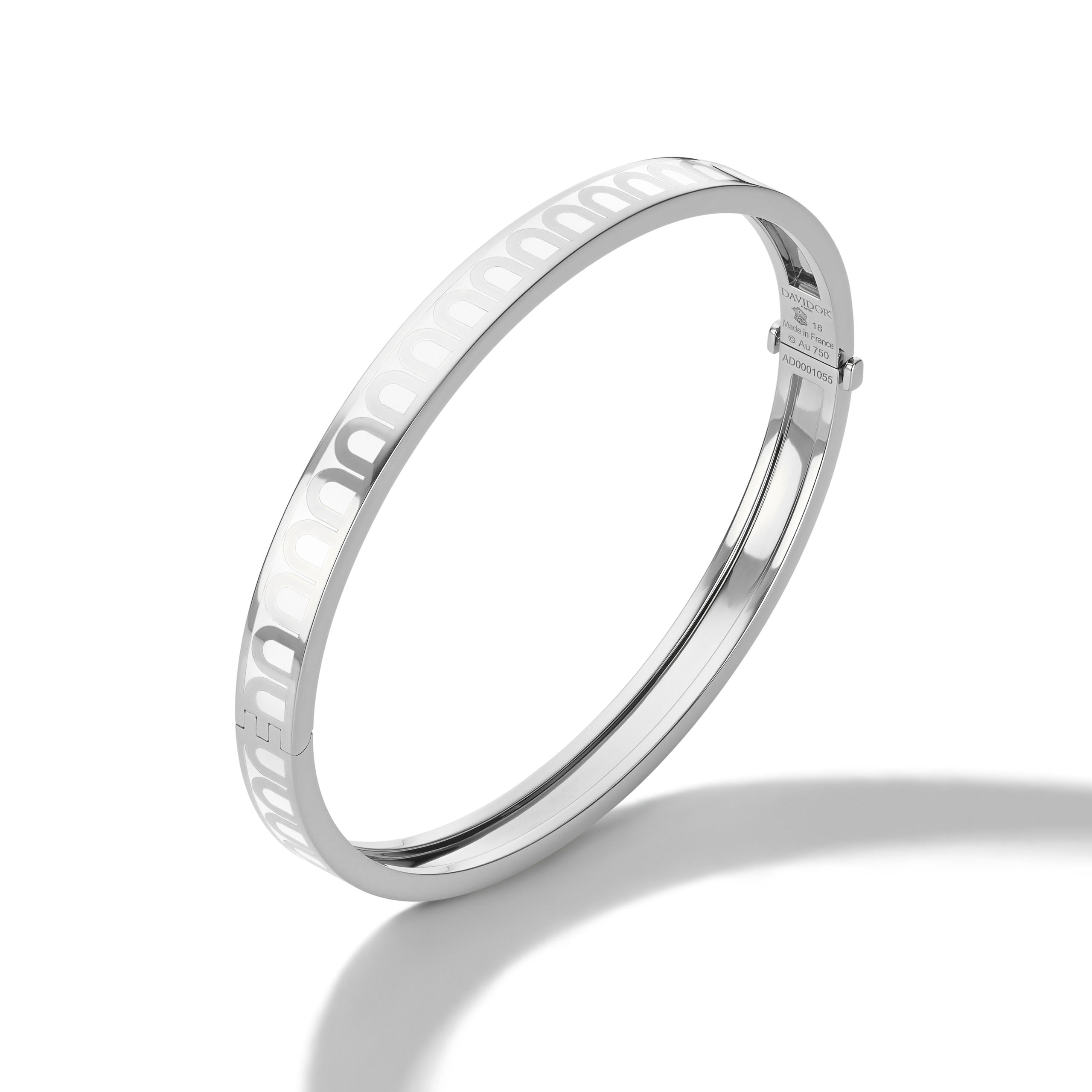 L'Arc de DAVIDOR Bangle PM, 18k White Gold with Lacquered Ceramic - DAVIDOR