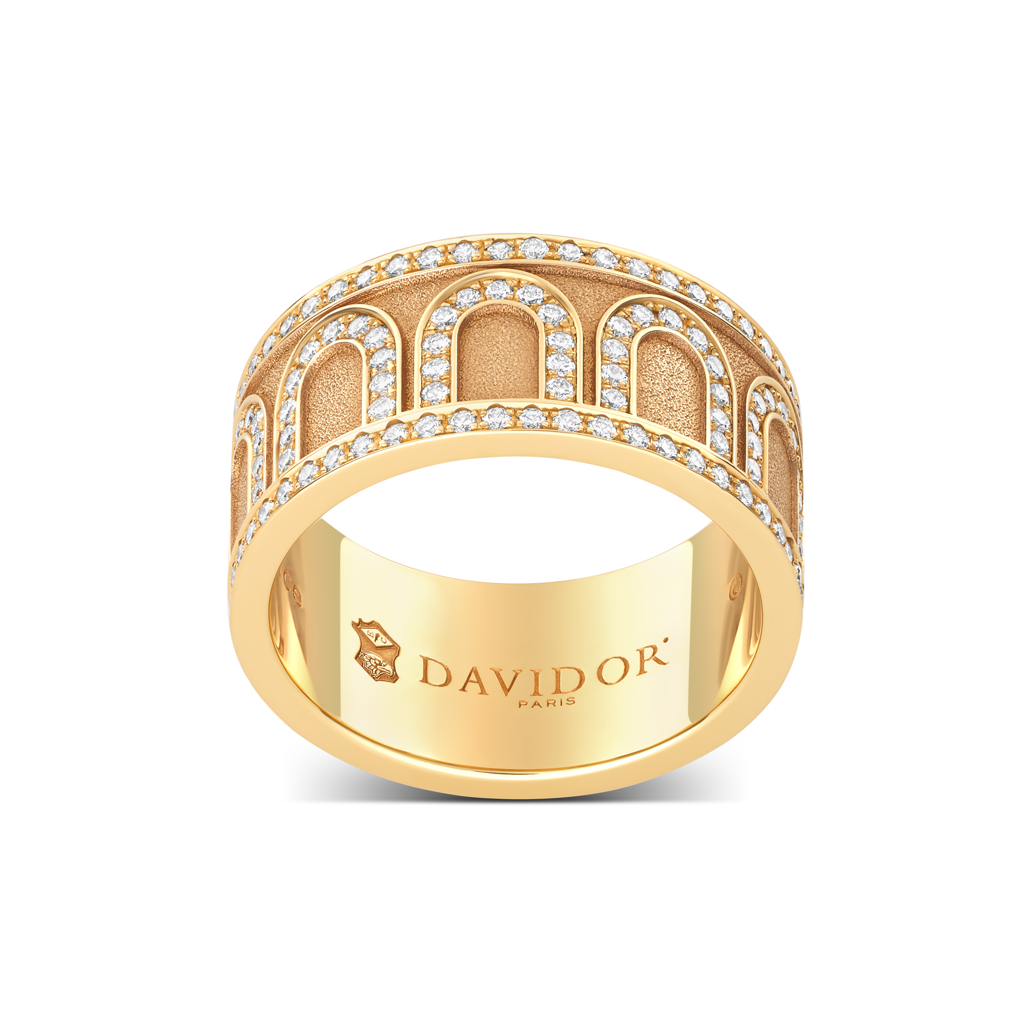 L'Arc de DAVIDOR Ring GM, 18k Yellow Gold with Satin Finish and Palais Diamonds - DAVIDOR