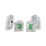 Couleur Sculptural Cufflinks, 18k White Gold, Arch Cut Green Tourmaline and Brilliant Diamonds - DAVIDOR