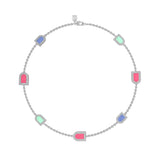 L'Arc Voyage Necklace, 18k White Gold with 4 MM and 3 GM Motifs, with Hortensia, May Rose and Palm Beach Lacquered Ceramic and Galerie Diamonds - DAVIDOR
